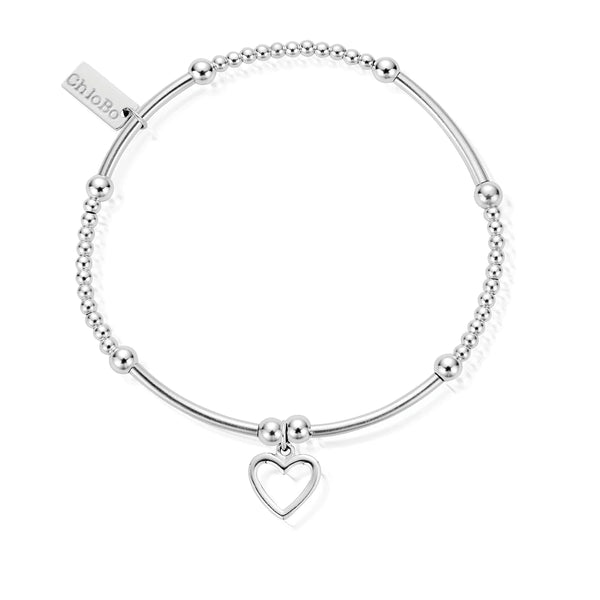 ChloBo  Cute Mini Open Heart Bracelet - Silver