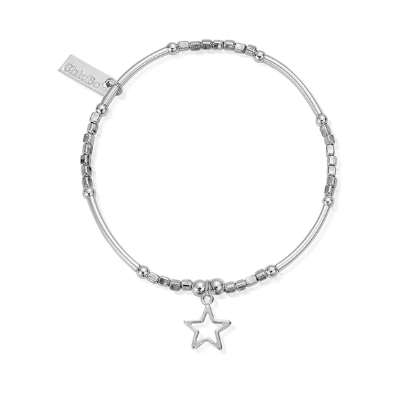 Mini Noodle Cube Open Star Bracelet - Silver