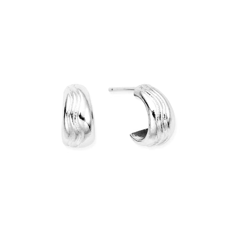 ChloBo Waves Huggie Hoops - Silver