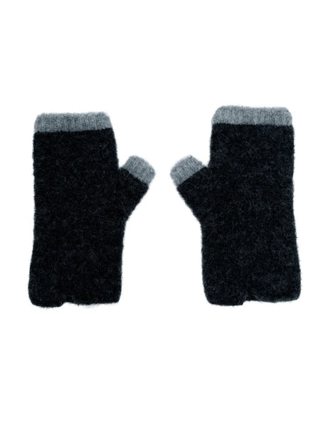 Black Colour BCGinger Short Alpaca Handwarmers - Dark Grey