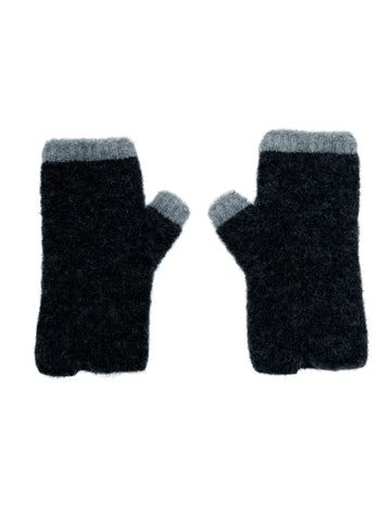 Black Colour BCGinger Short Alpaca Handwarmers - Dark Grey