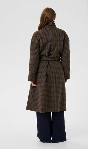 Saint Tropez SiljaSZ Check Belted Coat - Tan Brown Check