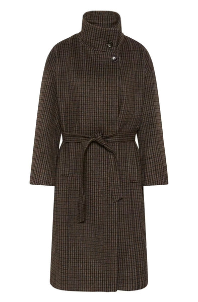Saint Tropez SiljaSZ Check Belted Coat - Tan Brown Check