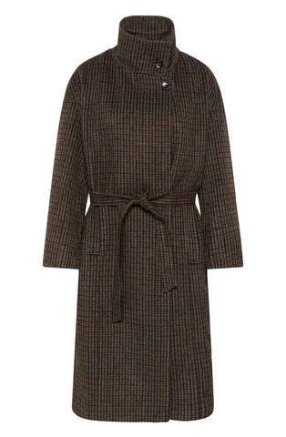 Saint Tropez SiljaSZ Check Belted Coat - Tan Brown Check
