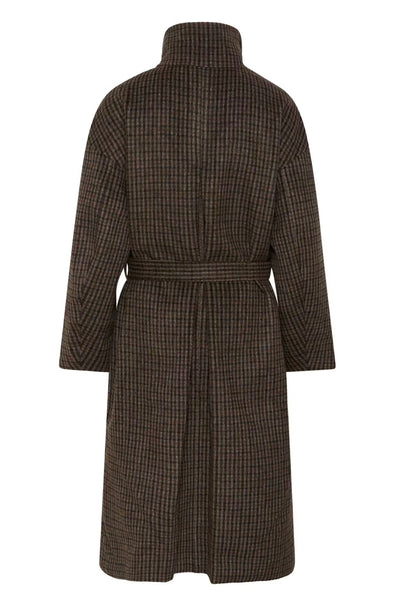 Saint Tropez SiljaSZ Check Belted Coat - Tan Brown Check