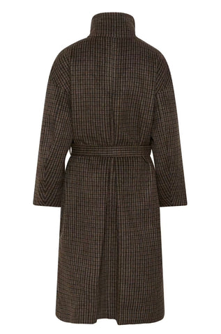 Saint Tropez SiljaSZ Check Belted Coat - Tan Brown Check