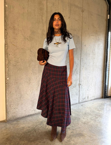Never Fully Dressed Checked Asymetric Skirt