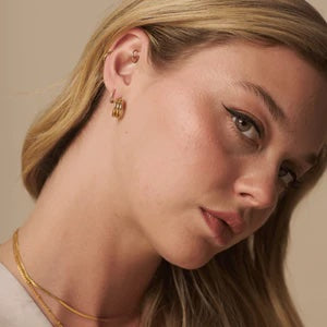 Orelia Jewellery  Linear Small Hoop Earrings - Gold