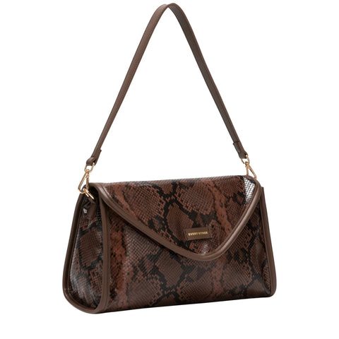 Every Other Snake Effect Flap Over Clutch Shoulder Bag