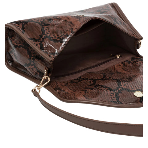 Every Other Snake Effect Flap Over Clutch Shoulder Bag