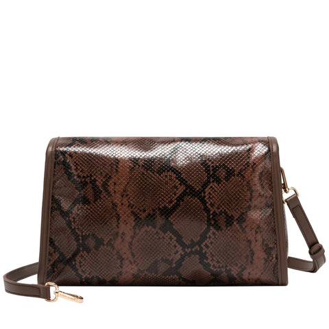 Every Other Snake Effect Flap Over Clutch Shoulder Bag