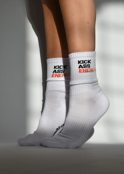Soxygen Socks - 'Kiss Ass' Energy White One Size