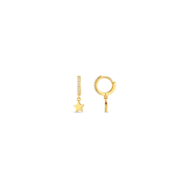 Orelia Jewellery Pavé Mini Micro Star Drop Hoop Earrings - Gold