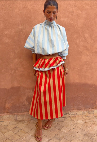 Never Fully Dressed Stripe Mini Dress - Tomato