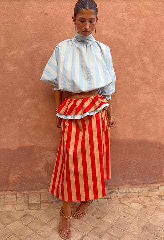 Never Fully Dressed Stripe Mini Dress - Tomato