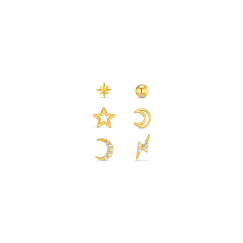 Orelia Jewellery Celestial Stud Pack Ear Party - Gold