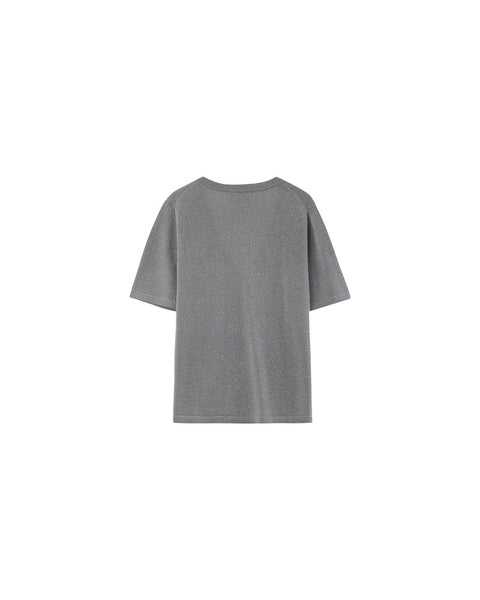 Grace & Mila Omalia Lurex V-neck Top - Argent