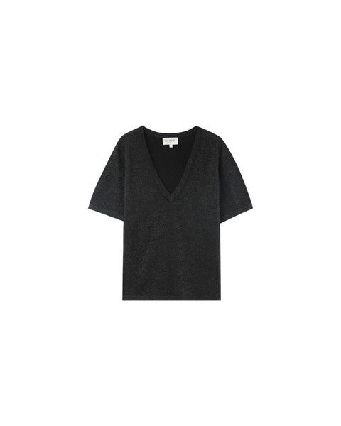 Grace & Mila Omalia Lurex V-neck Top - Black