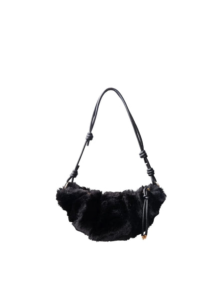 Black Colour BCTabina Faux Fur Bag - Black