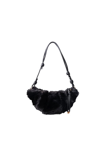 Black Colour BCTabina Faux Fur Bag - Black