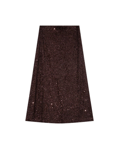Grace & Mila Tailana  Sequin Skirt - Chocolate