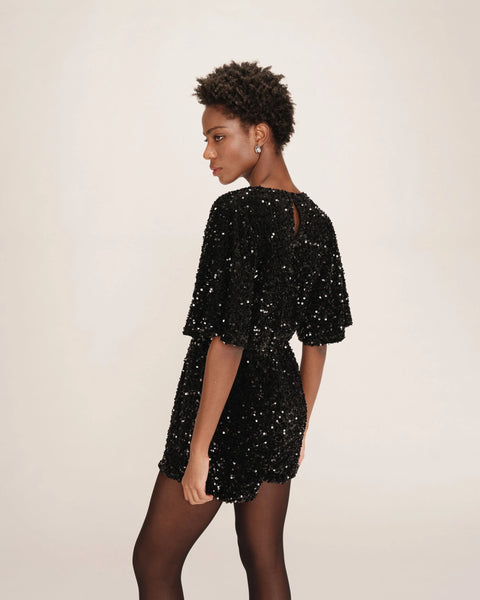 Grace & Mila Thalassa Sequin Playsuit - Black