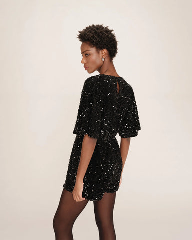 Grace & Mila Thalassa Sequin Playsuit - Black