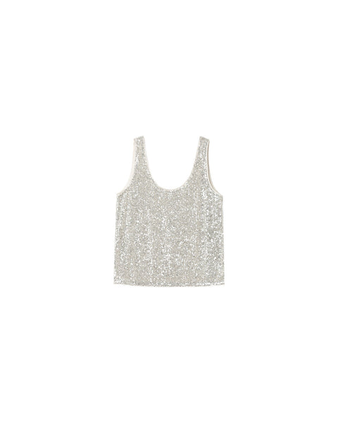 Grace & Mila Ode Sequin Vest Top - Argent