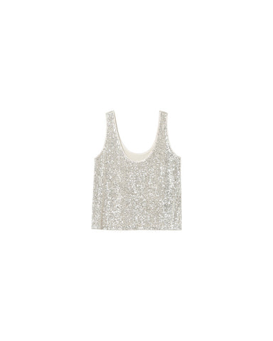 Grace & Mila Ode Sequin Vest Top - Argent