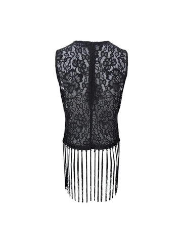 Black Colour BCVea Tassle Top - Black