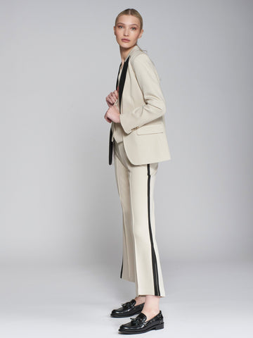 VILAGALLO Side Stripe Stretch Trouser - Creme