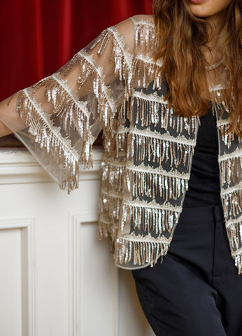 Black Colour BCCrystal Sequin Jacket - Golden