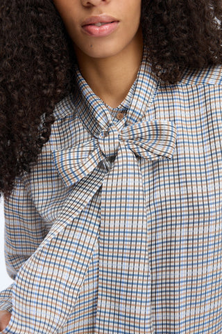 Munthe Veiling Pussy Bow Blouse - Mix Blue