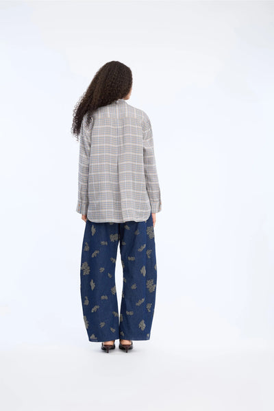 Munthe Veiling Pussy Bow Blouse - Mix Blue