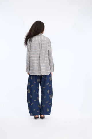 Munthe Veiling Pussy Bow Blouse - Mix Blue