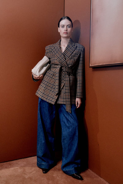 Vi.ve.re Wilma Checked Wooly Blazer - Brown