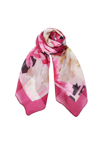 Black Colour BCPetrin Silk floral Scarf - Rose