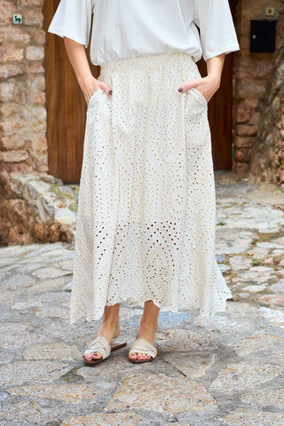 Black Colour BCFrey Lace Skirt - Creme