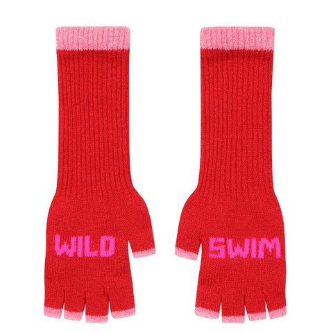 Black & Beech Wild Swim Fingerless Gloves - Rouge