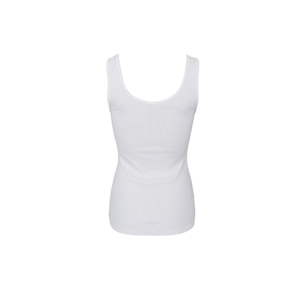Black Colour BCVibs Rib Tank Vest - Off White