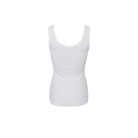 Black Colour BCVibs Rib Tank Vest - Off White
