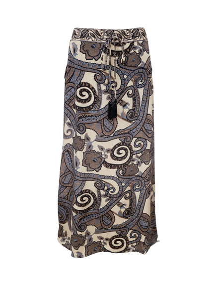 Black Colour BCLuna Long Skirt - Grey Paisley