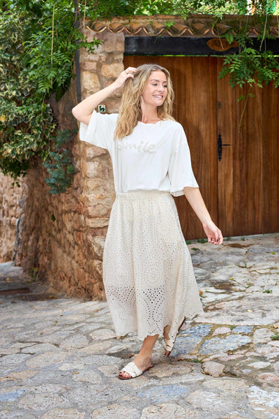 Black Colour BCFrey Lace Skirt - Creme