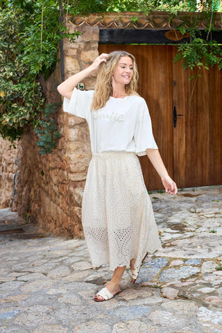 Black Colour BCFrey Lace Skirt - Creme