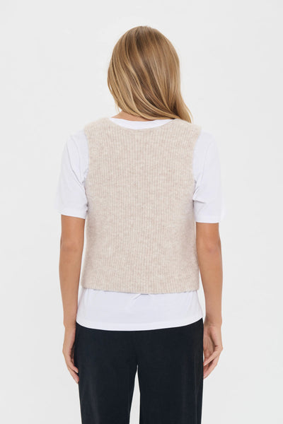 Saint Tropez XenyaSZ Knitted Vest - Crystal Grey Melange