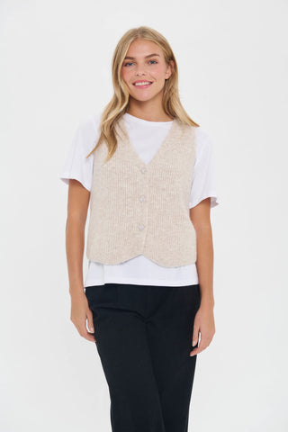 Saint Tropez XenyaSZ Knitted Vest - Crystal Grey Melange