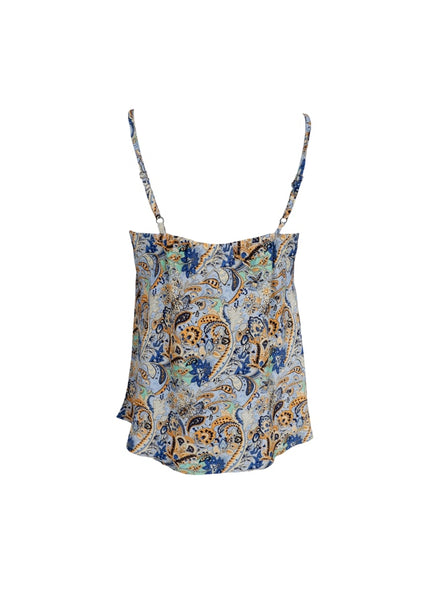 Black Colour BCLuna Vea Strap Top - Botanical Blue