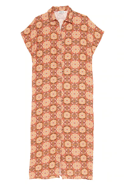 FIVE Paris Printed Maxi Shirt Dress - Orange