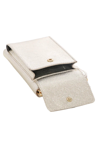 Leather Mobile Phone Wallet / Combo Bag - Gold