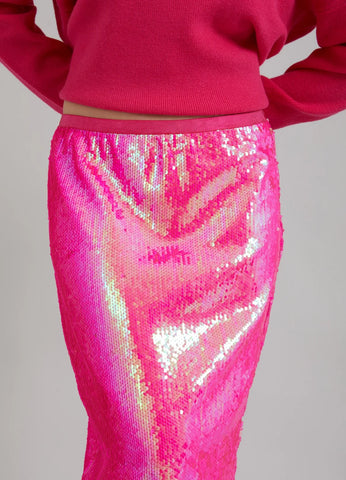 Coster Copenhagen Long Sequin Skirt - Neon Pink